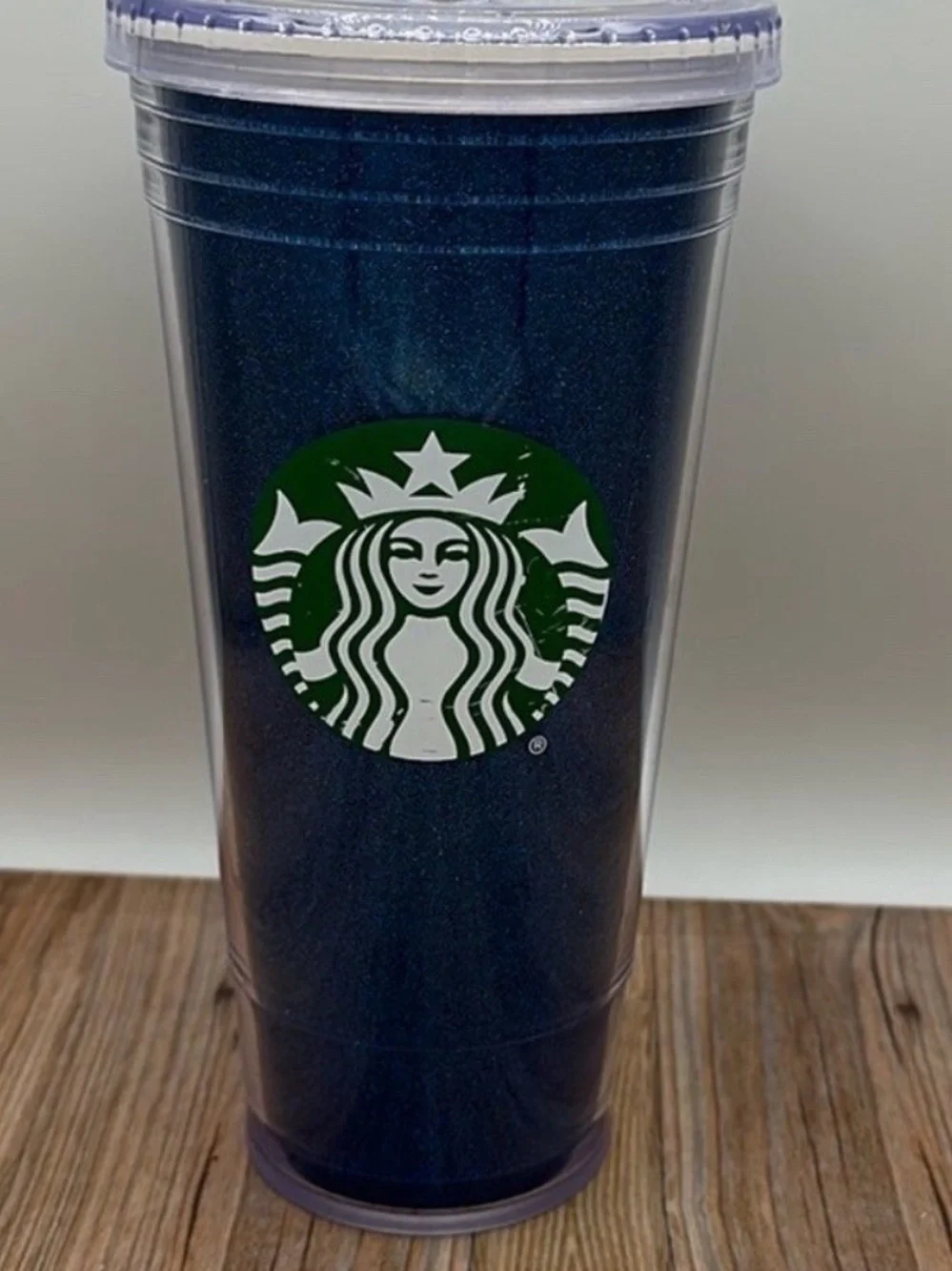 Starbucks  Blue Glitter Tumbler with Green Logo B1